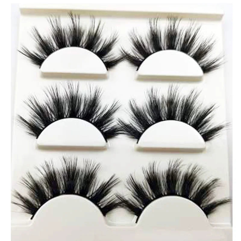 NEW 3 pairs mink eyelashes natural fake eye lashes make up handmade 3d mink lashes false lash volume eyelash extension