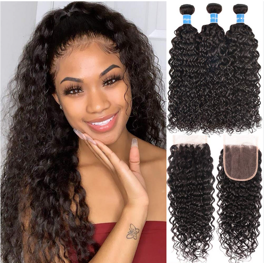 Water Wave Hair Closure Middle Part 100% Original