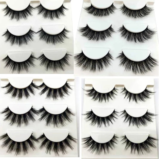 NEW 3 pairs mink eyelashes natural fake eye lashes make up handmade 3d mink lashes false lash volume eyelash extension